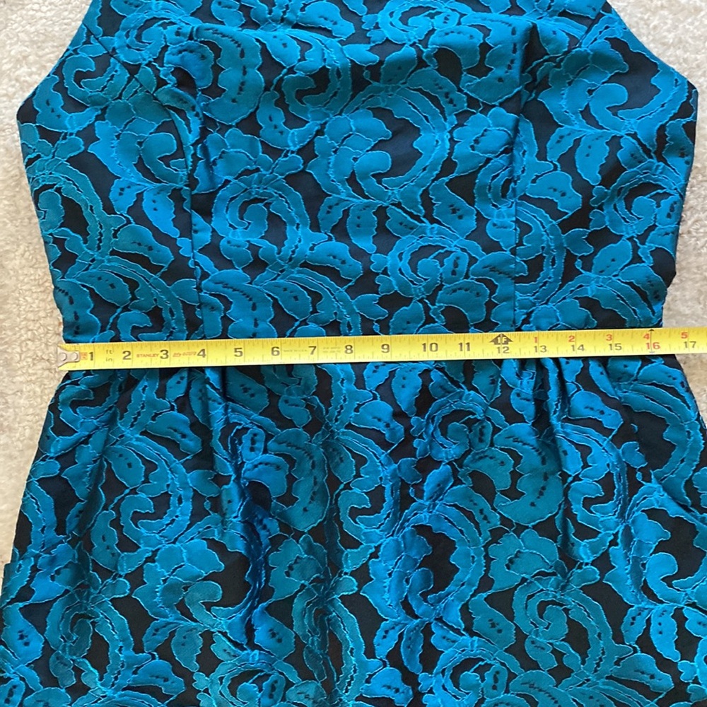 Tabitha Dress Anthropologie Ottava Black Blue Teal Floral Cocktail Party - 12 - Picture 10 of 11